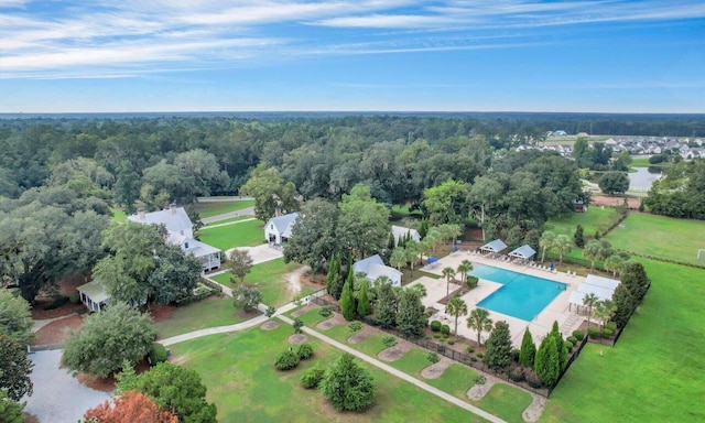 121 Cherry Grv, Summerville, SC 29483 - aerial view of a pool and a heavily wooded area