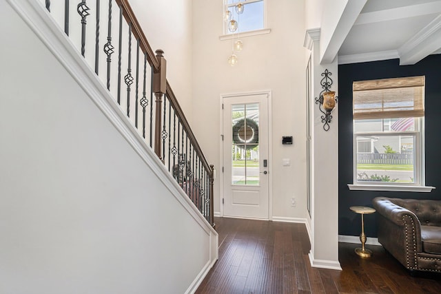 121 Cherry Grv, Summerville, SC 29483 - entrance foyer featuring plenty of natural light, baseboards, hardwood / wood-style flooring, stairway, and ornamental molding