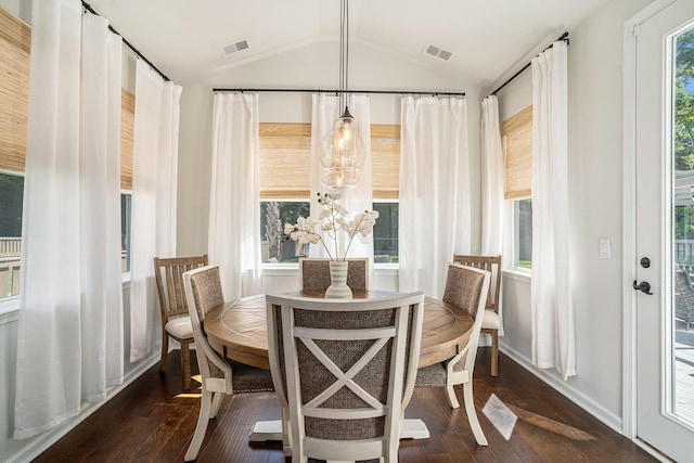 121 Cherry Grv, Summerville, SC 29483 - dining area featuring dark wood finished floors, lofted ceiling, and baseboards