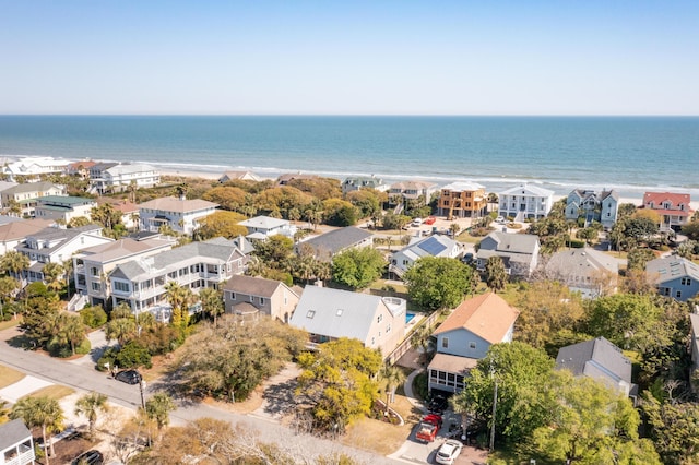 aerial view featuring a water view and a residential view