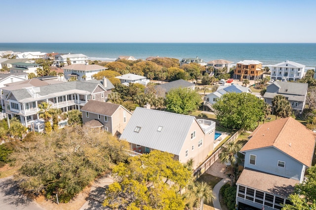 birds eye view of property featuring a residential view and a water view