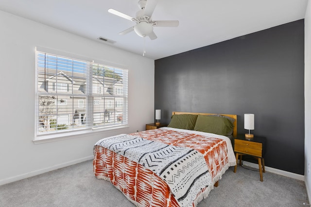 bedroom with carpet and ceiling fan