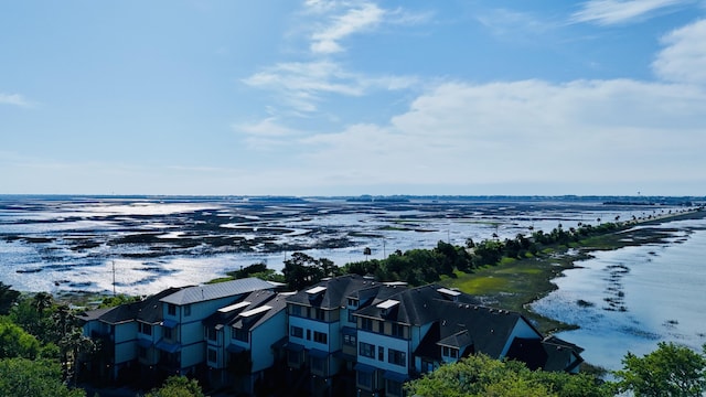 bird's eye view of a nearby body of water