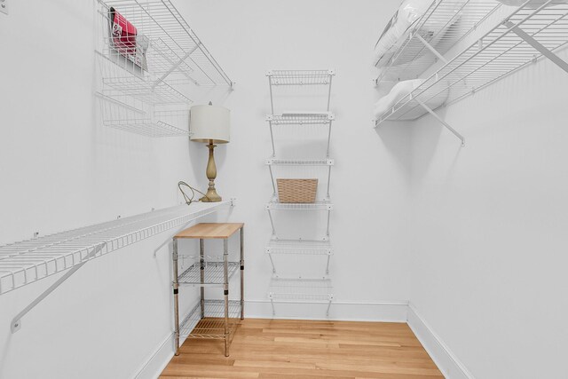 spacious closet with wood finished floors