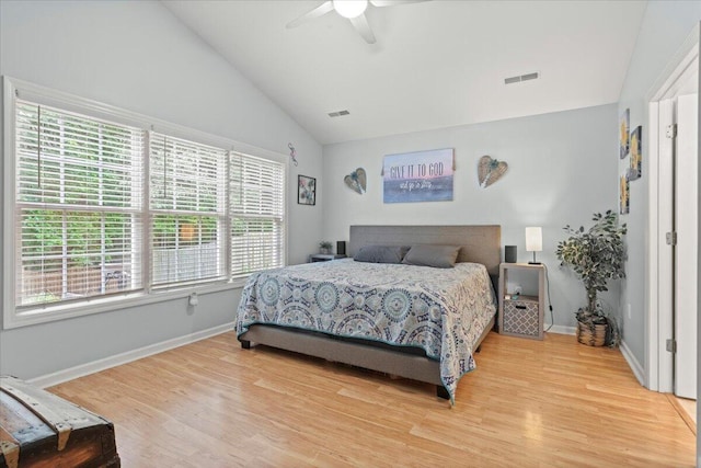 3486 Ashwycke St, Mount Pleasant, SC 29466 - bedroom with multiple windows, lofted ceiling, light wood-style floors, and ceiling fan