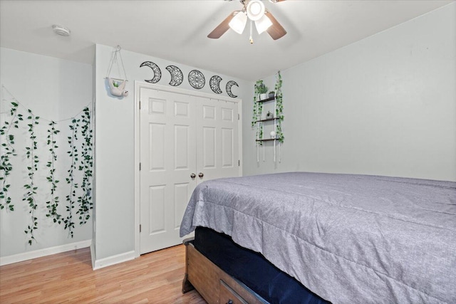 3486 Ashwycke St, Mount Pleasant, SC 29466 - bedroom with light wood-style floors, a closet, and ceiling fan