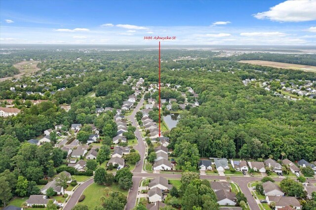 3486 Ashwycke St, Mount Pleasant, SC 29466 - aerial perspective of suburban area featuring a heavily wooded area