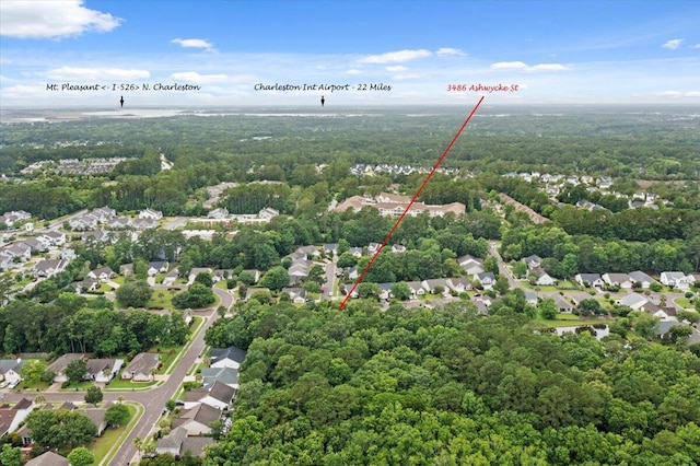 3486 Ashwycke St, Mount Pleasant, SC 29466 - aerial perspective of suburban area featuring a forest