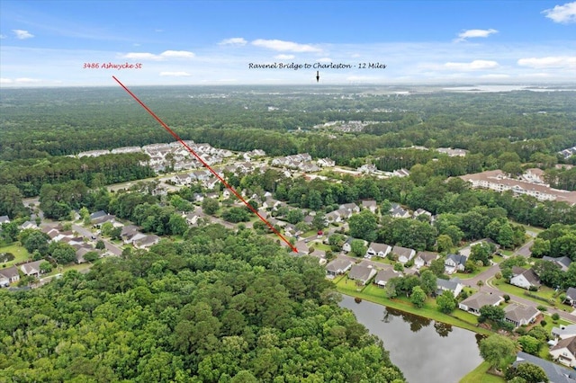 3486 Ashwycke St, Mount Pleasant, SC 29466 - aerial view of a forest and a nearby body of water