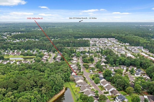 3486 Ashwycke St, Mount Pleasant, SC 29466 - aerial view of residential area featuring a heavily wooded area and a large body of water