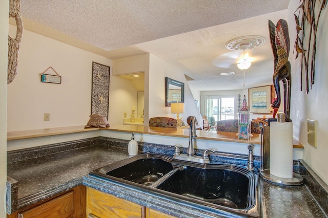 kitchen featuring sink and a textured ceiling