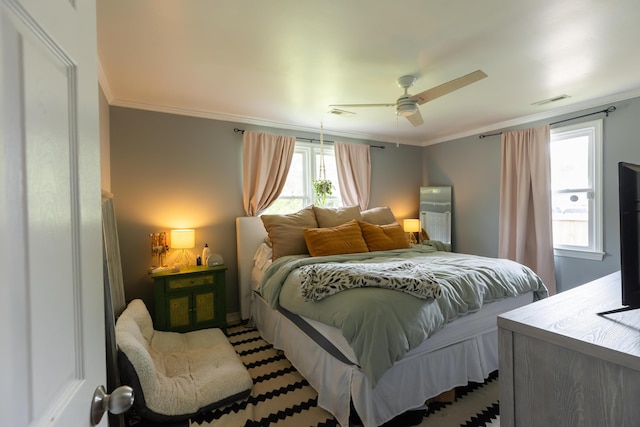 716 White Oak Dr, Charleston, SC 29407 - bedroom featuring ornamental molding, multiple windows, and a ceiling fan