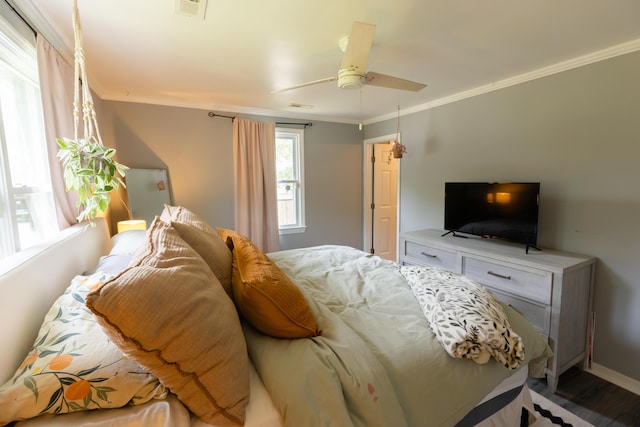 716 White Oak Dr, Charleston, SC 29407 - bedroom featuring crown molding, wood finished floors, ceiling fan, and baseboards
