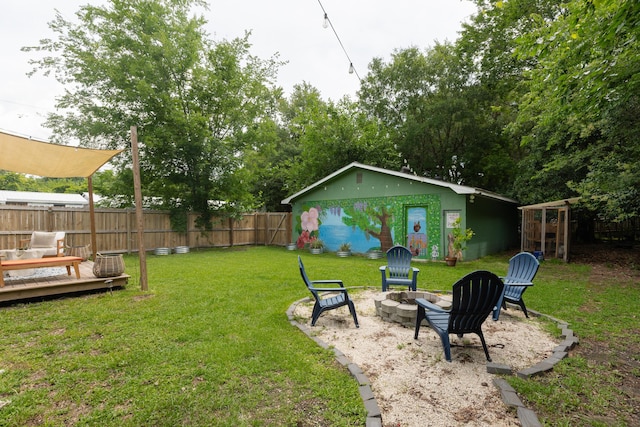 716 White Oak Dr, Charleston, SC 29407 - view of yard with an outdoor fire pit and a deck