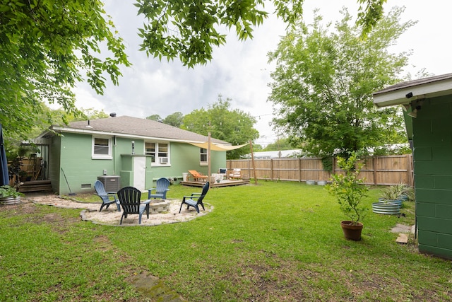 716 White Oak Dr, Charleston, SC 29407 - view of yard with an outdoor fire pit and a deck