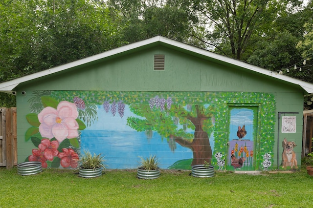716 White Oak Dr, Charleston, SC 29407 - view of property exterior featuring a lawn and concrete block siding