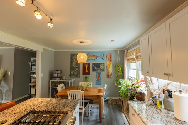 716 White Oak Dr, Charleston, SC 29407 - dining room with dark wood-style floors, baseboards, and ornamental molding