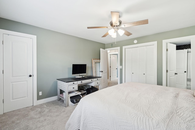 1166 Julian Clark Rd, Charleston, SC 29412 - bedroom with light colored carpet, baseboards, ceiling fan, and a closet