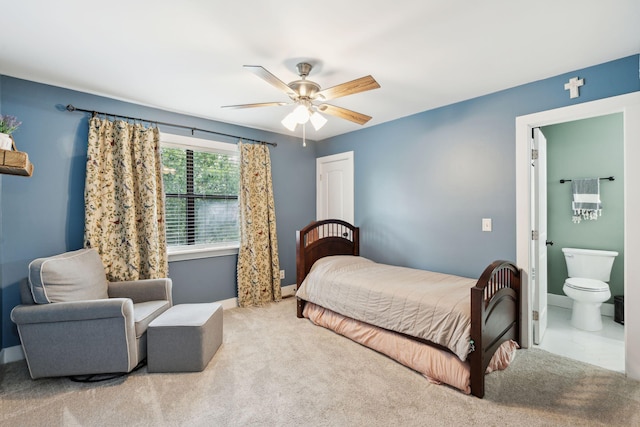 1166 Julian Clark Rd, Charleston, SC 29412 - carpeted bedroom with ensuite bath, baseboards, and ceiling fan