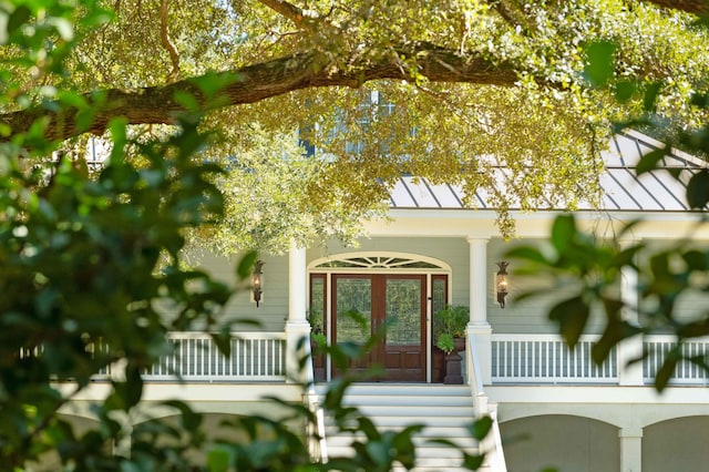 entrance to property with french doors