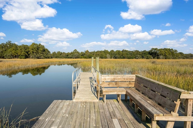 view of dock featuring a water view