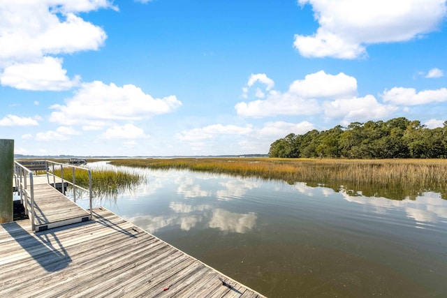 view of dock featuring a water view