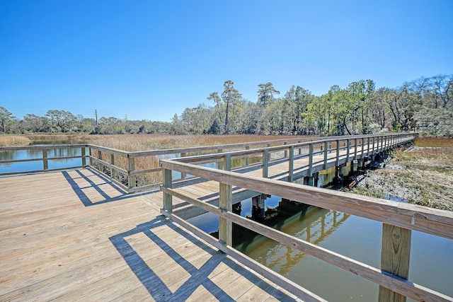 view of dock featuring a water view