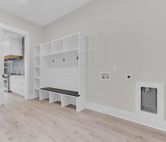 mudroom with light wood-type flooring