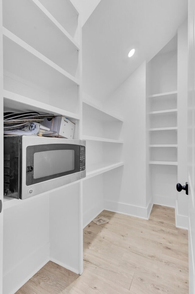 interior space with light hardwood / wood-style flooring