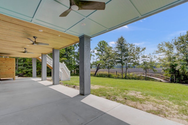 view of patio / terrace featuring ceiling fan