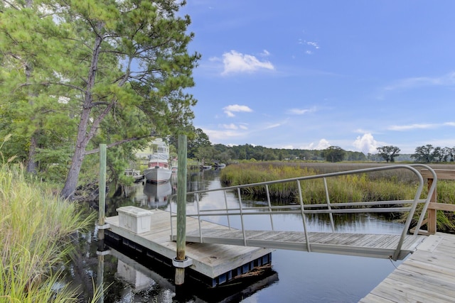 dock area featuring a water view