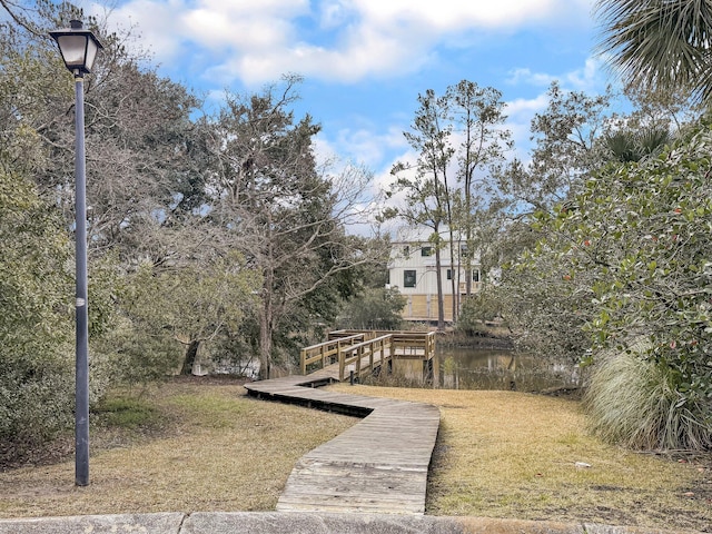 exterior space featuring a boat dock