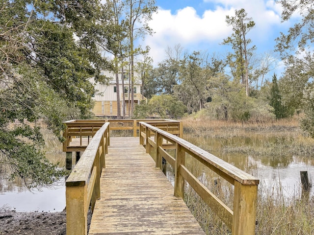 dock area featuring a water view