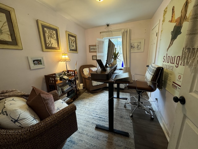 office area with hardwood / wood-style floors