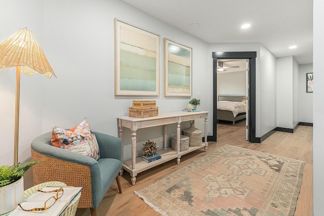 hallway with light wood-type flooring