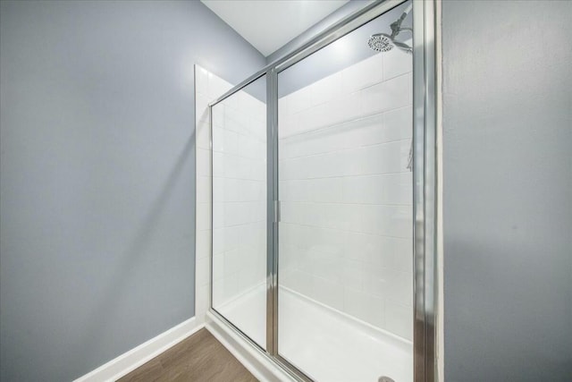 221 Lucca Dr, Summerville, SC 29486 - full bathroom with a shower stall, baseboards, and wood finished floors