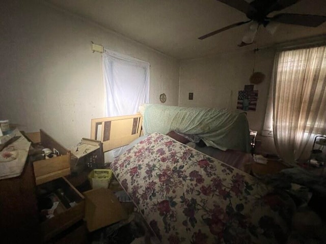 bedroom featuring ceiling fan