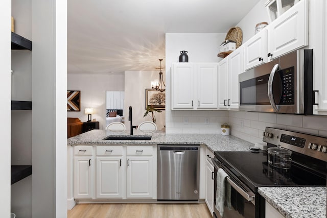 kitchen featuring white cabinets, decorative backsplash, sink, and stainless steel appliances