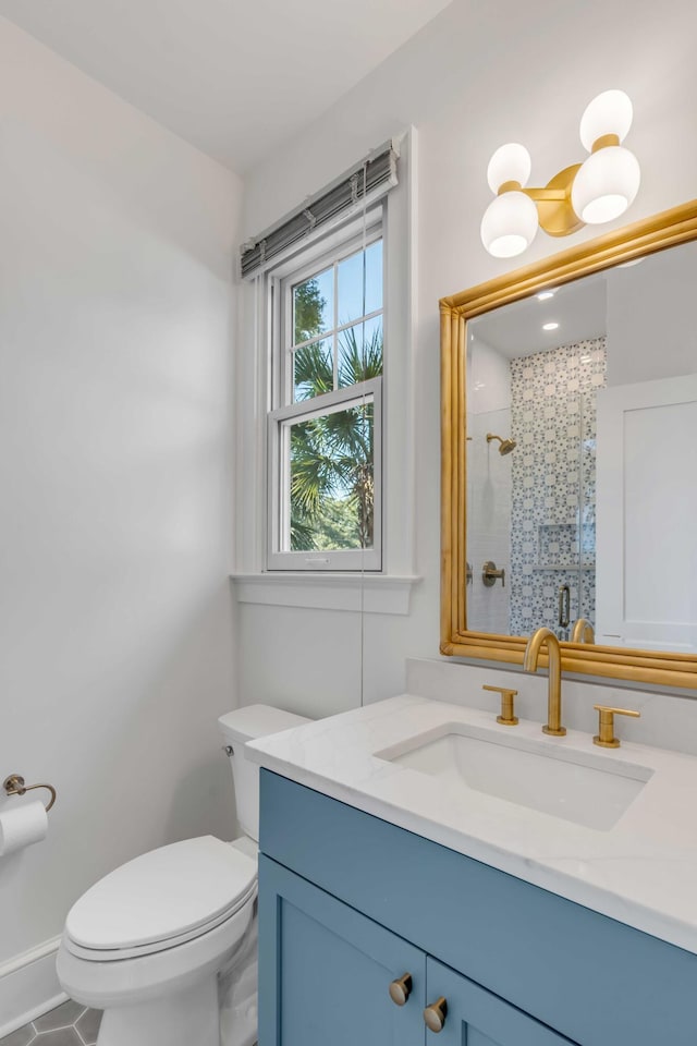 517 Royall Ave, Mount Pleasant, SC 29464 - bathroom with a shower stall, toilet, vanity, and tile patterned floors