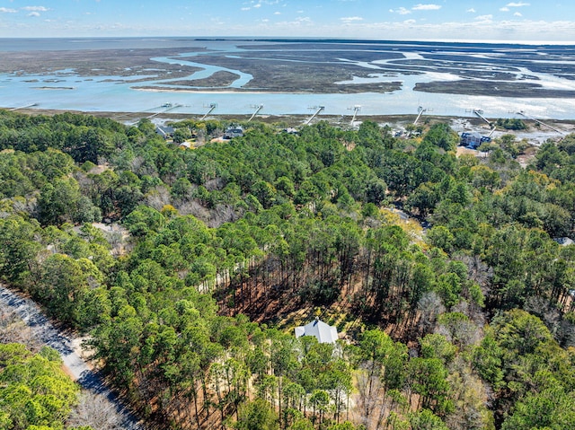 aerial view featuring a forest view