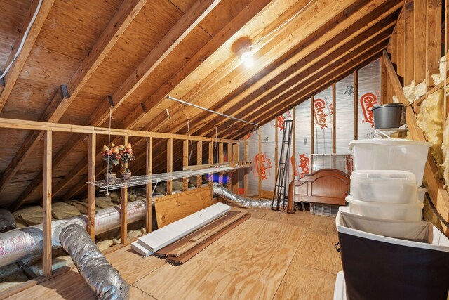 view of unfinished attic