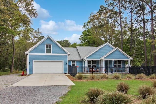 1543 Scott Hill Rd, James Island, SC 29412 - view of front of home with gravel driveway, covered porch, and a garage