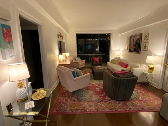 living area with wood finished floors
