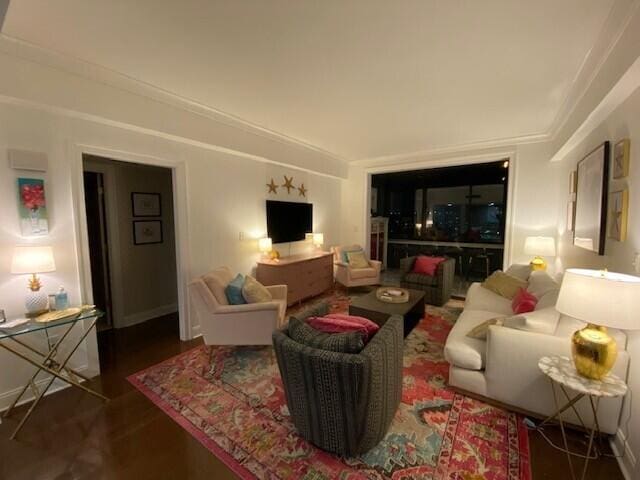 living area with wood finished floors