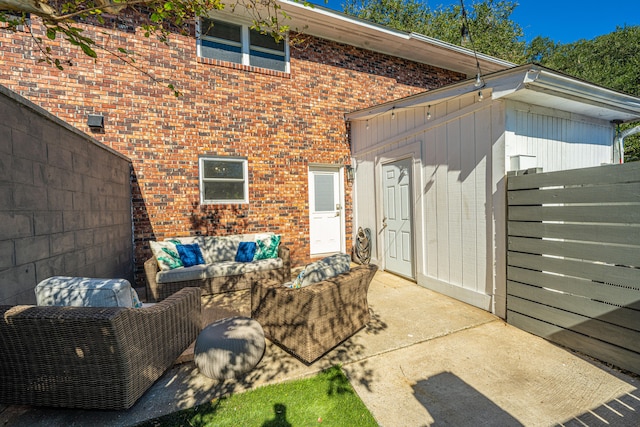 exterior space featuring an outdoor hangout area