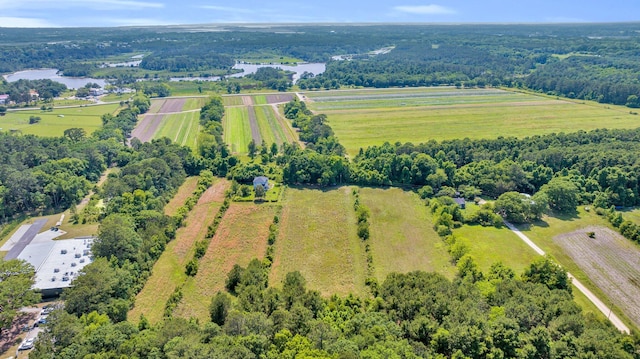 aerial view with a water view and a rural view