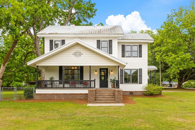 285 Roosevelt Dr, Saint Stephen, SC 29479 - view of front of house featuring covered porch, crawl space, and metal roof
