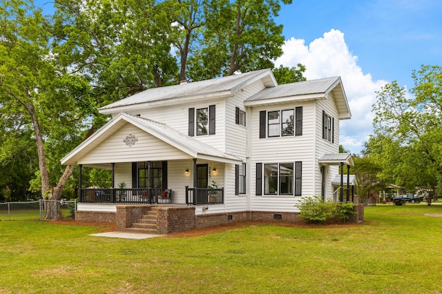 285 Roosevelt Dr, Saint Stephen, SC 29479 - view of front of house with a porch, crawl space, and metal roof