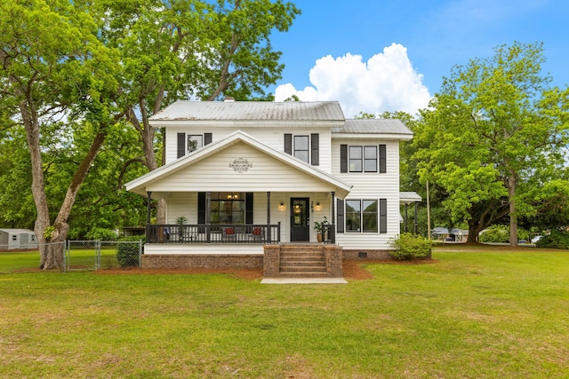 285 Roosevelt Dr, Saint Stephen, SC 29479 - view of front facade featuring a porch, metal roof, and crawl space