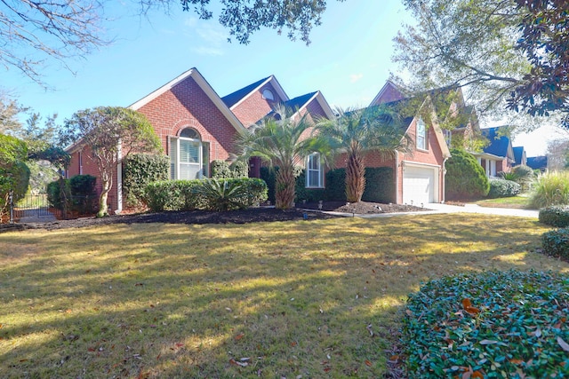 2707 Waterpointe Cir, Mount Pleasant, SC 29466 - view of front facade with brick siding, a garage, and a front lawn